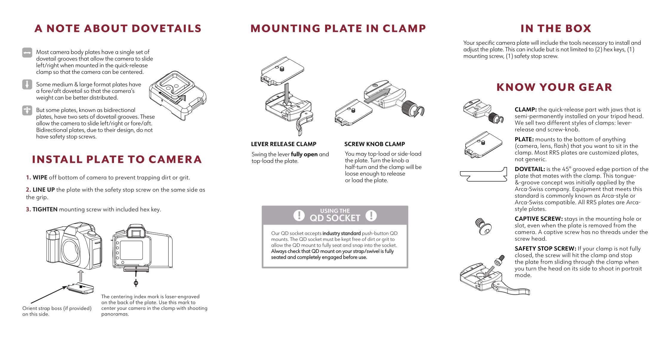 General Camera Plate Manuals